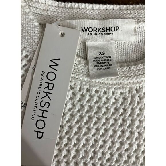 Workshop Republic Clothing White Cotton Fringe Sweater / SZ: xs - Picture 6 of 6